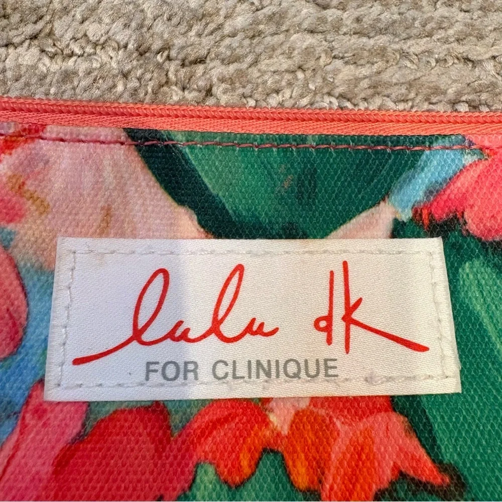 lulu dk For Clinique Pink Floral Makeup/Cosmetic Bag